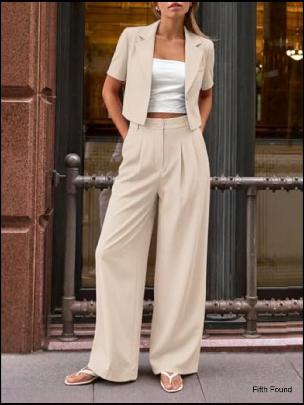 Women's 2 Piece Blazer & Wide Leg Pants Set Business Office - Picture 5 of 7